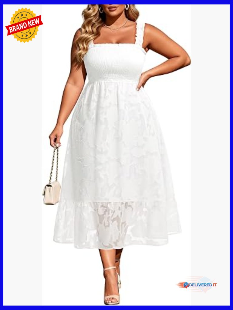 Plus Size Maxi Dress Spaghetti Strap Smocked A-Line Tiered Sundress